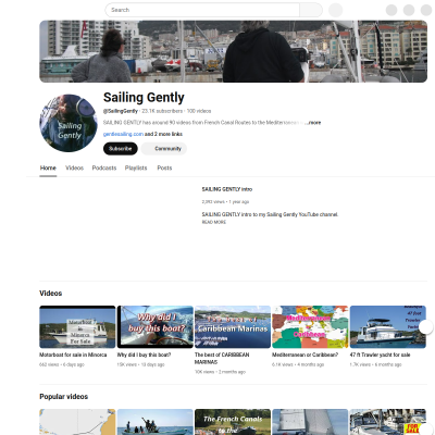 Screenshot of Sailing Gently - YouTube