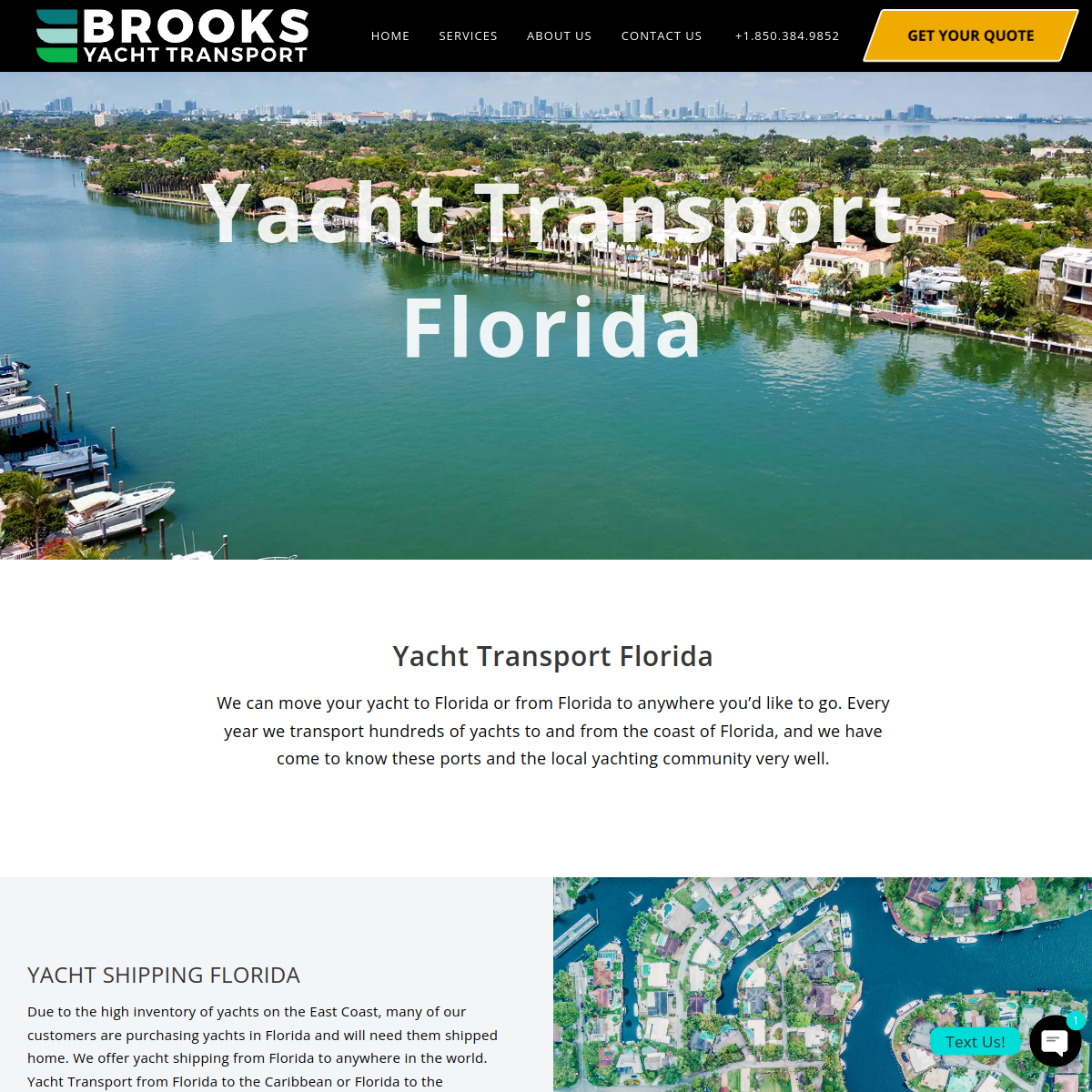 Screenshot of Florida Yacht Transport | Miami | Ft. Lauderdale | Brooks Yacht ...