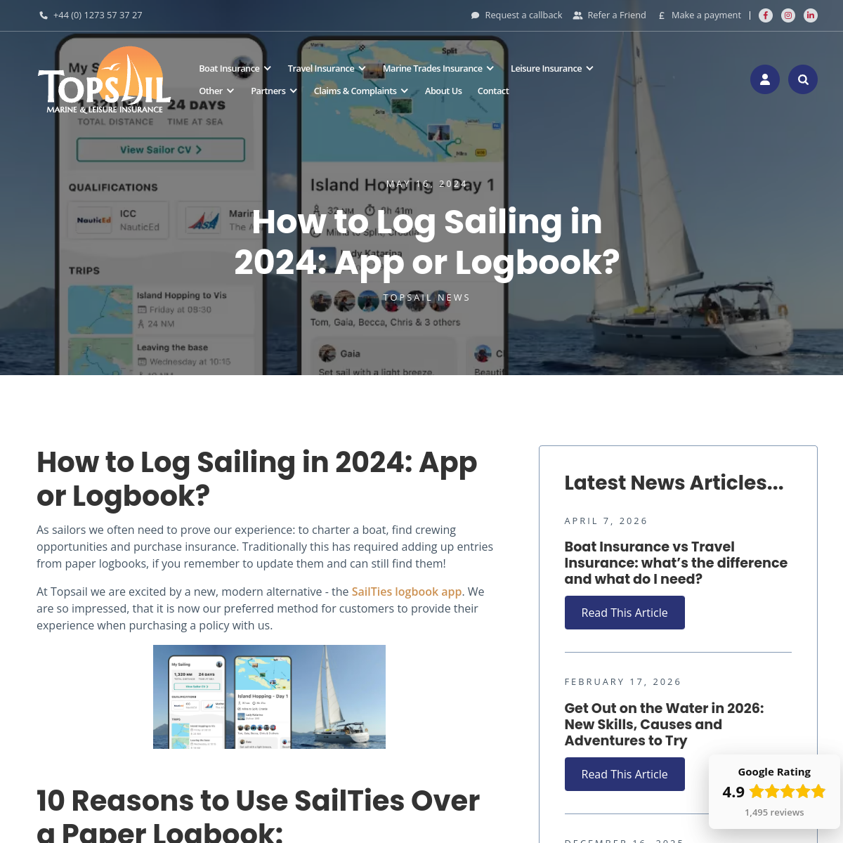 Screenshot of How to Log Sailing in 2024: App or Logbook? - Topsail