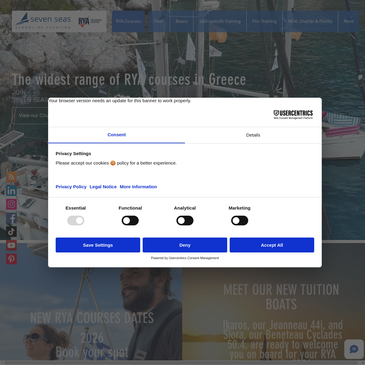 Screenshot of Seven Seas School of Yachting - RYA Courses in Greece