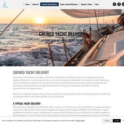 Screenshot of Crewed Yacht Delivery | Oceantrax Yacht Delivery
