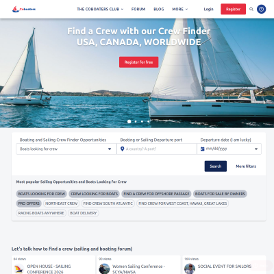 Screenshot of Coboaters: Crew Finder Network. USA, Canada, Worldwide