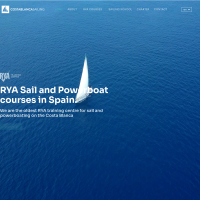 Screenshot of Costa Blanca Sailing - RYA Sail and Powerboat courses in Spain.