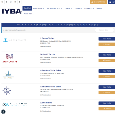 Screenshot of Professional Yacht Brokers - International Yacht Brokers Association