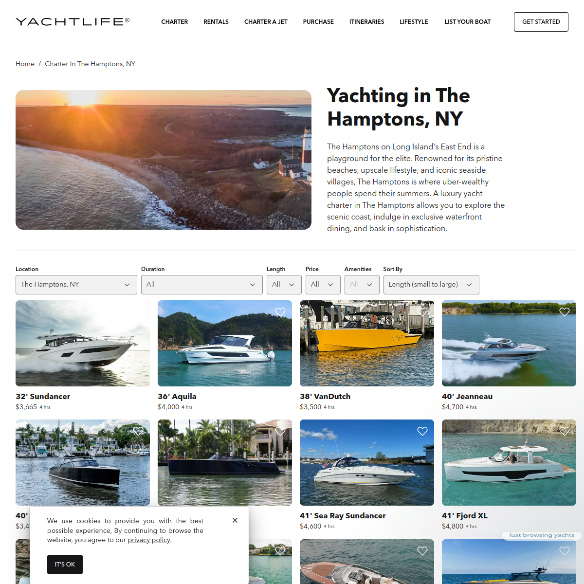 Screenshot of Luxury & Private Yacht Charter The Hamptons, NY - YachtLife
