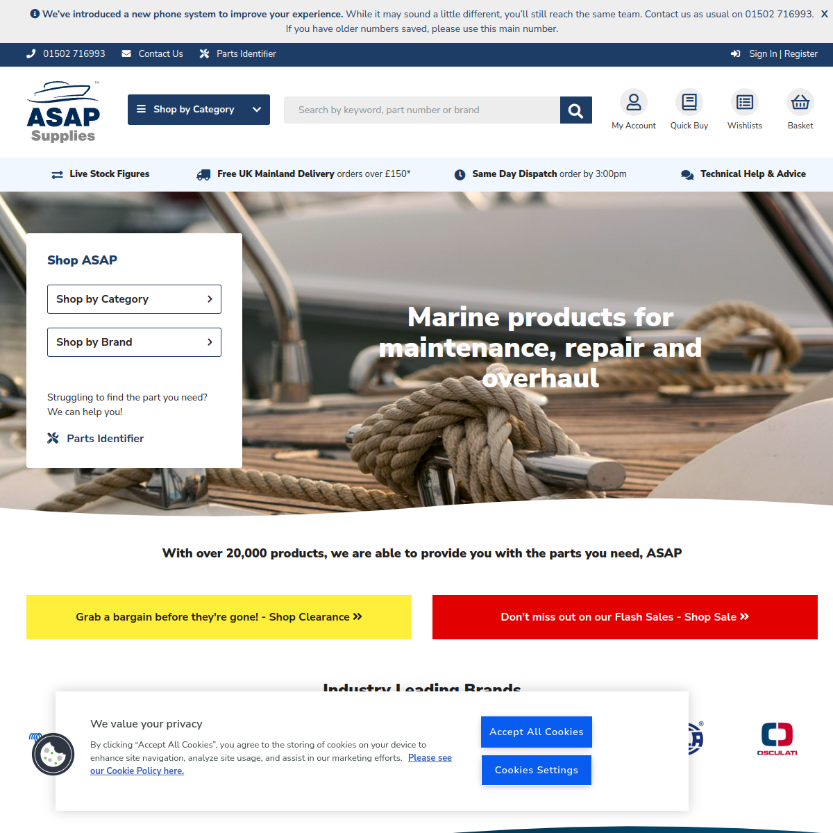 Screenshot of ASAP Supplies: Marine Products, Boat Parts and Spares