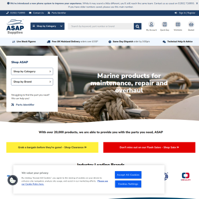 Screenshot of ASAP Supplies: Marine Products, Boat Parts and Spares