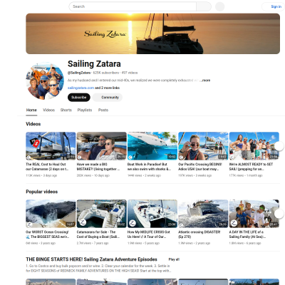 Screenshot of Sailing Zatara - YouTube