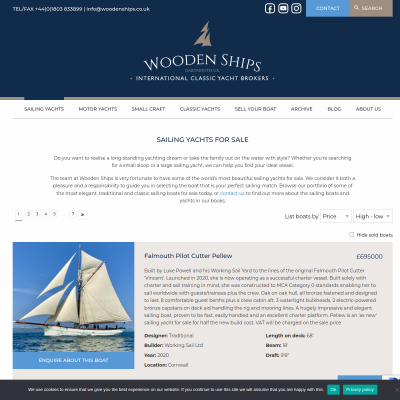 Screenshot of Sailing Yachts For Sale | Wooden Ships Classic Yacht Brokers