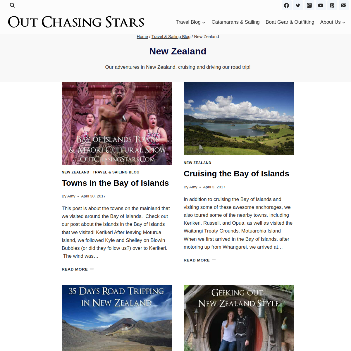 Screenshot of New Zealand Travel & Sailing Archives - Out Chasing Stars