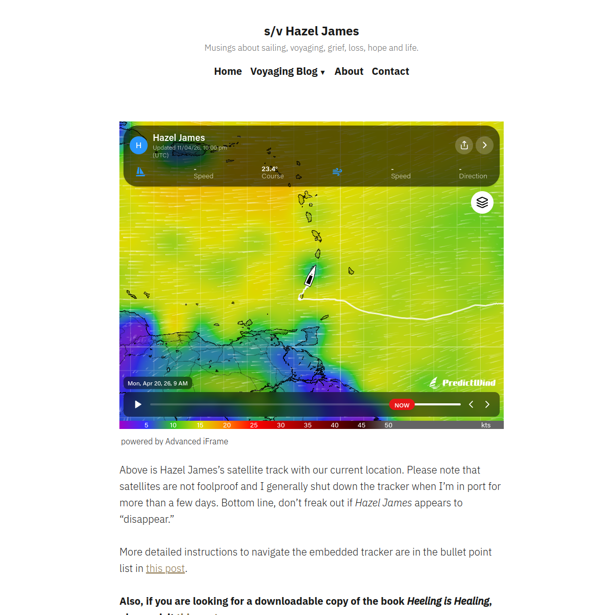 Screenshot of s/v Hazel James – Musings about sailing, voyaging, grief, loss, hope ...