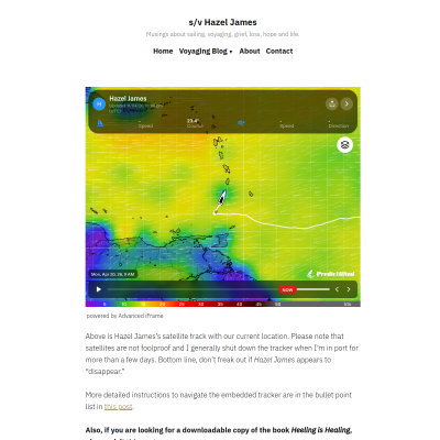 Screenshot of s/v Hazel James – Musings about sailing, voyaging, grief, loss, hope ...