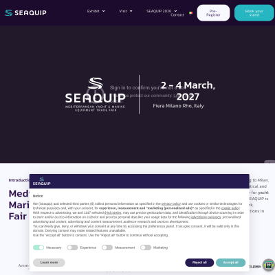 Screenshot of SEAQUIP - Mediterranean Yacht & Marine Equipment Trade Fair