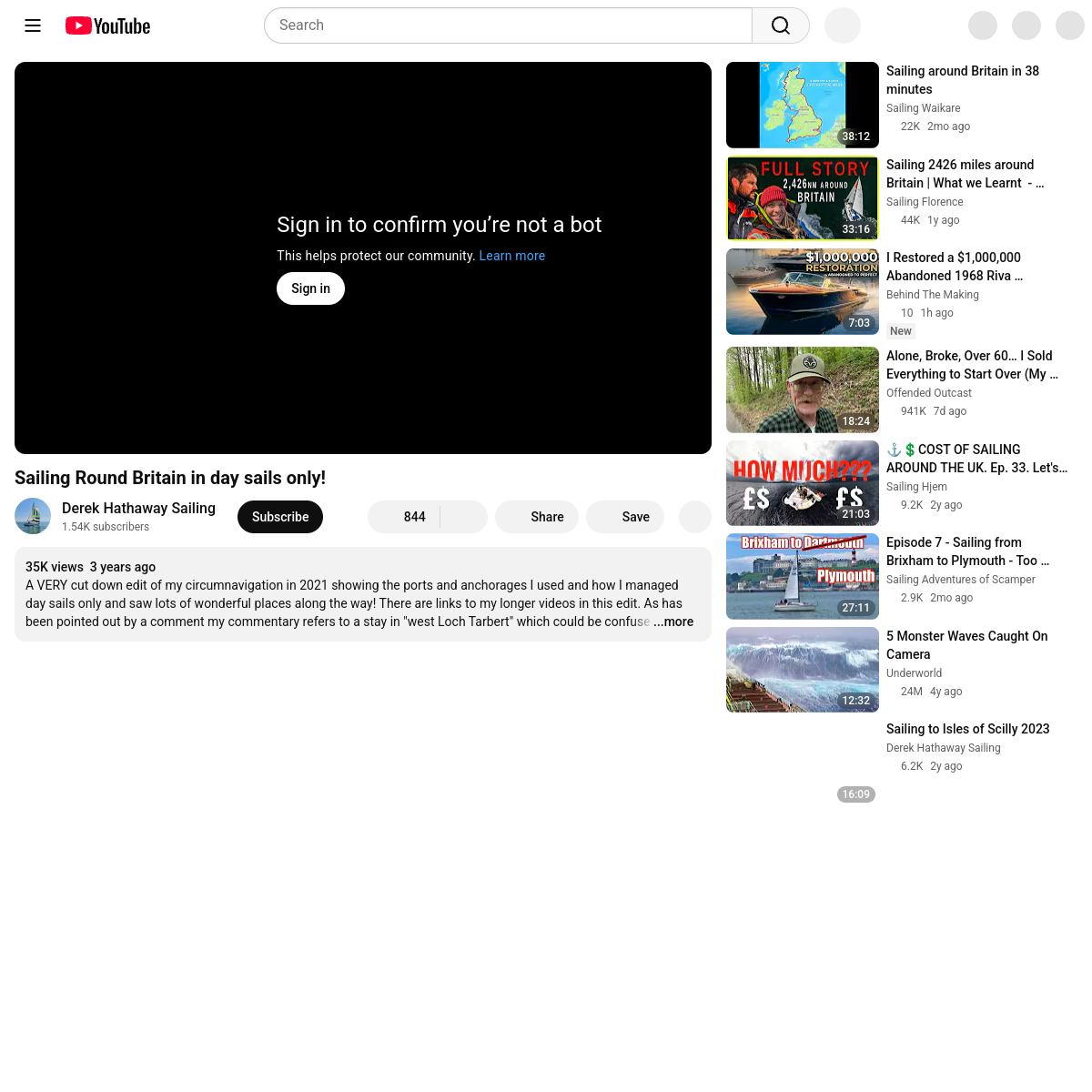 Screenshot of Sailing Round Britain in day sails only! - YouTube