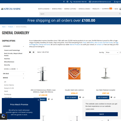 Screenshot of General Chandlery - Norfolk Marine