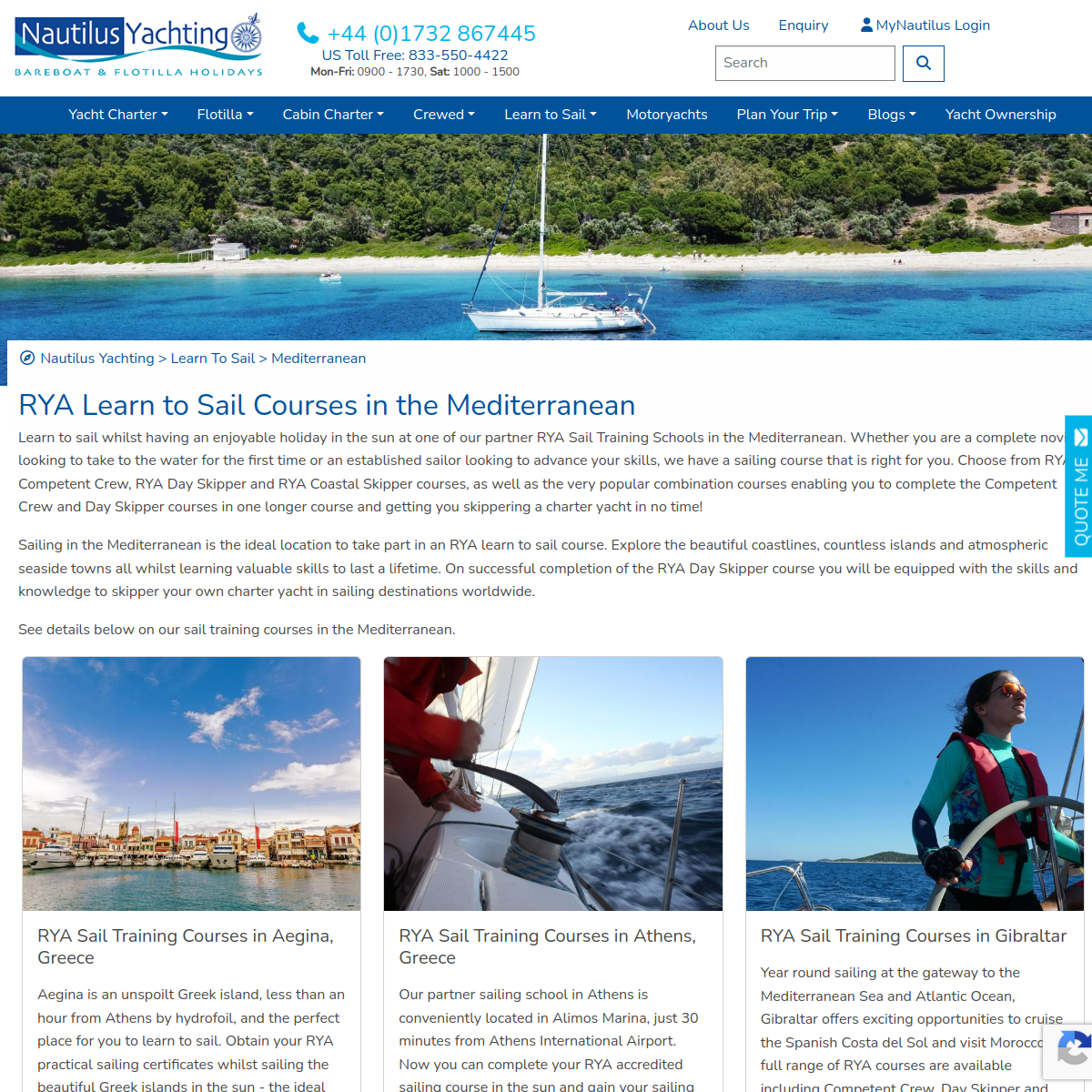 Screenshot of RYA Learn to Sail Courses in the Mediterranean | Nautilus Yachting