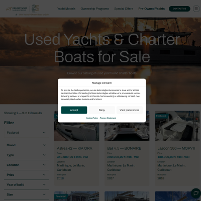 Screenshot of Used Yachts & Charter Boats for Sale