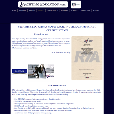 Screenshot of Royal Yachting Association RYA Certification