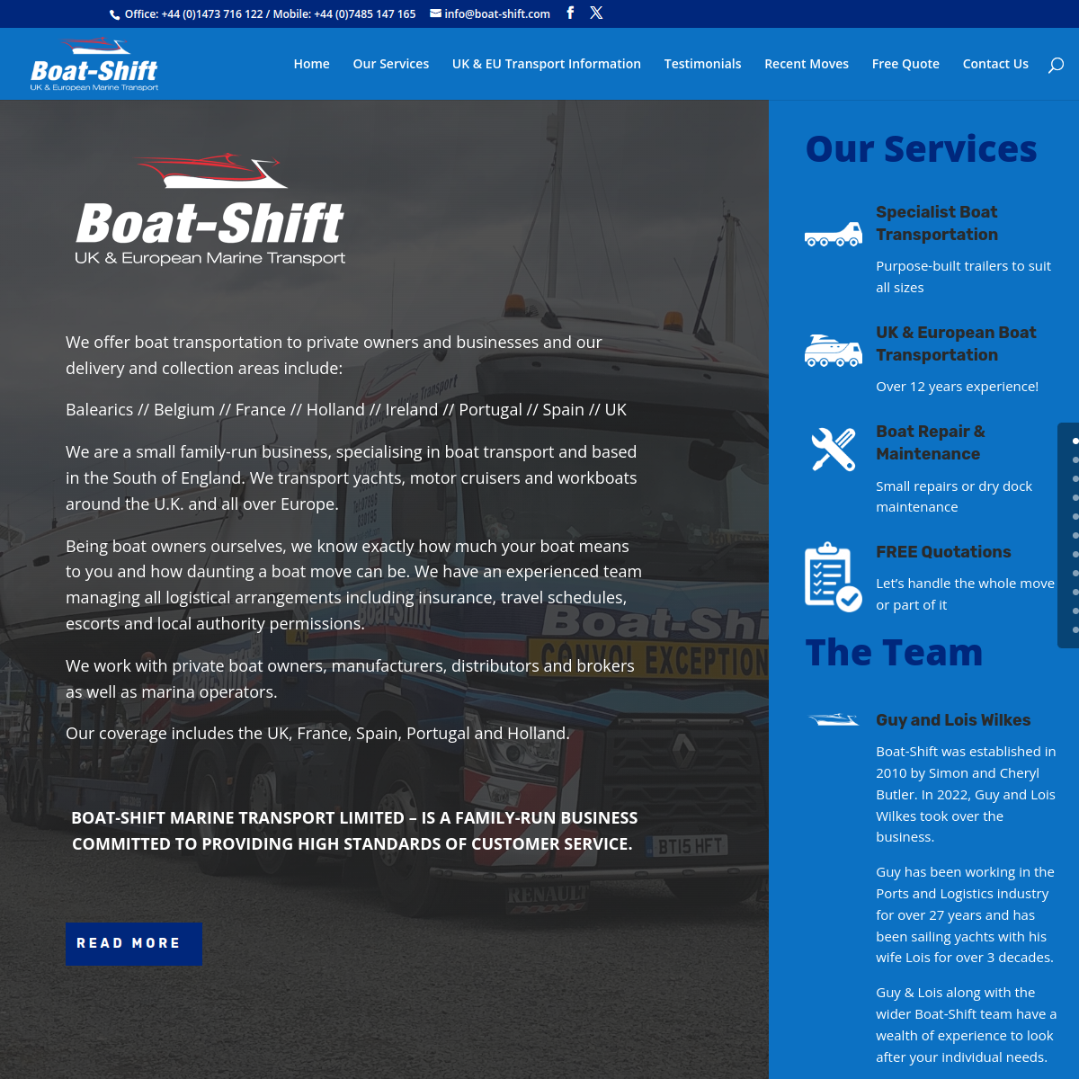 Screenshot of Boat Shift ~ UK & European Yacht and Boat Transportation Experts