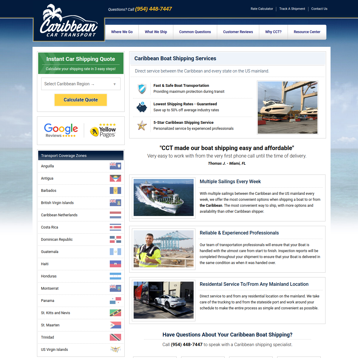 Screenshot of Caribbean Boat Shipping | Caribbean Boat Shippers