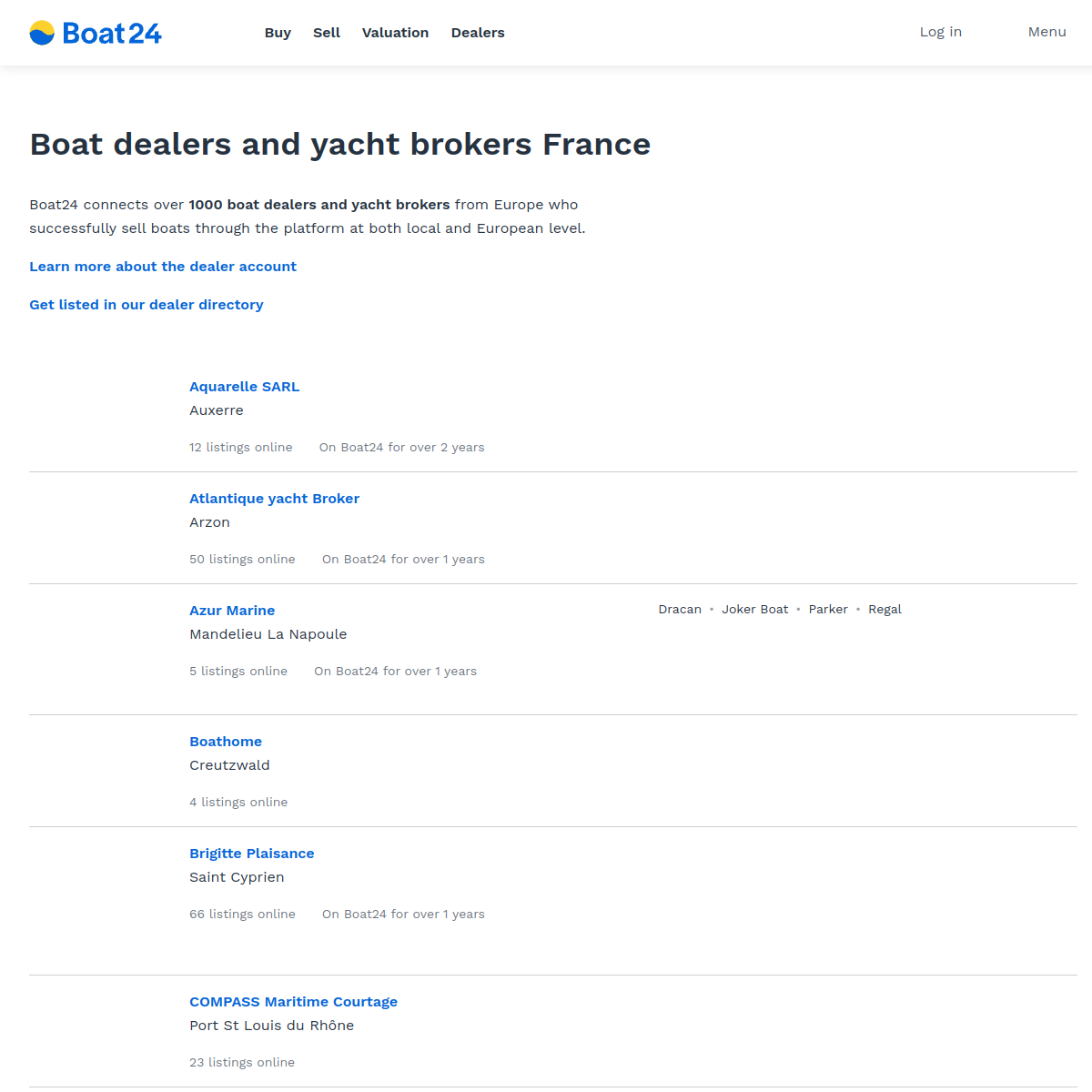 Screenshot of Boat dealers and yacht brokers France