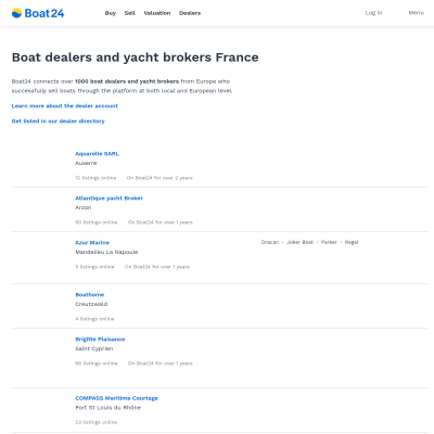 Screenshot of Boat dealers and yacht brokers France