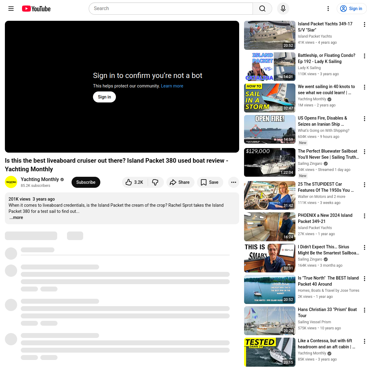 Screenshot of Is this the best liveaboard cruiser out there? Island Packet 380 used ...