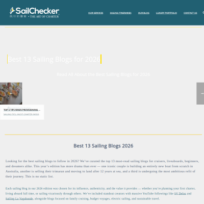 Screenshot of Best 13 Sailing Blogs 2025 [Revised] | SailChecker is the Art of ...