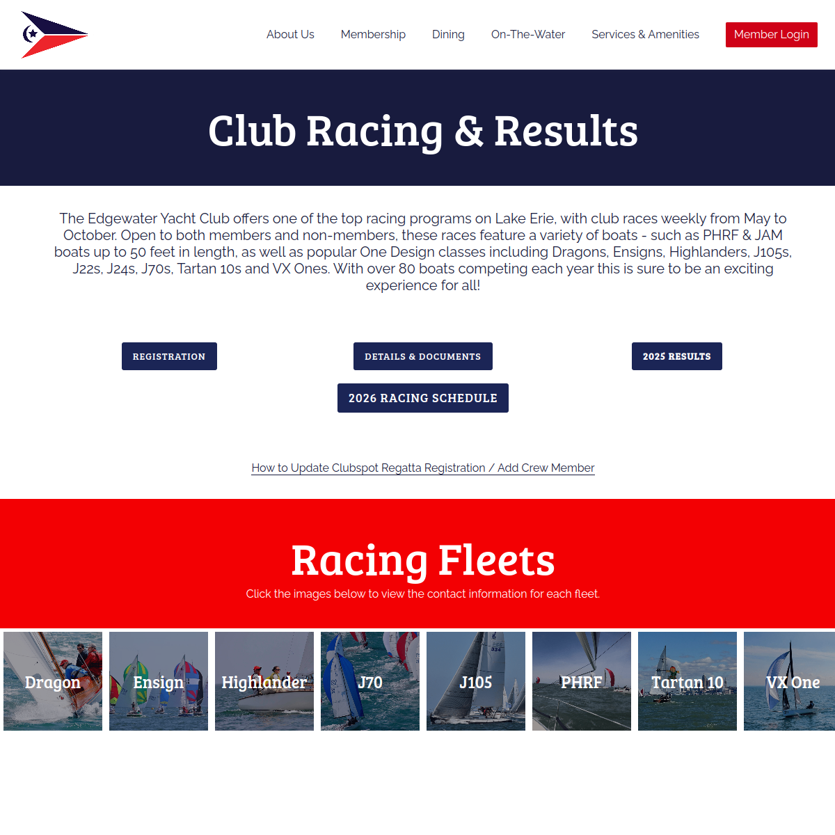 Screenshot of Club Racing & Results - Edgewater Yacht Club