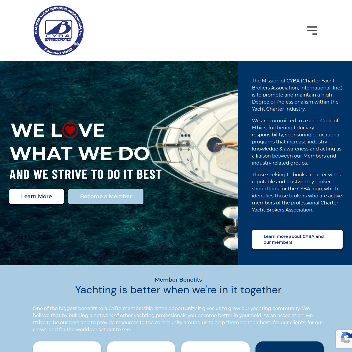 Screenshot of Charter Yacht Brokers Association: CYBA