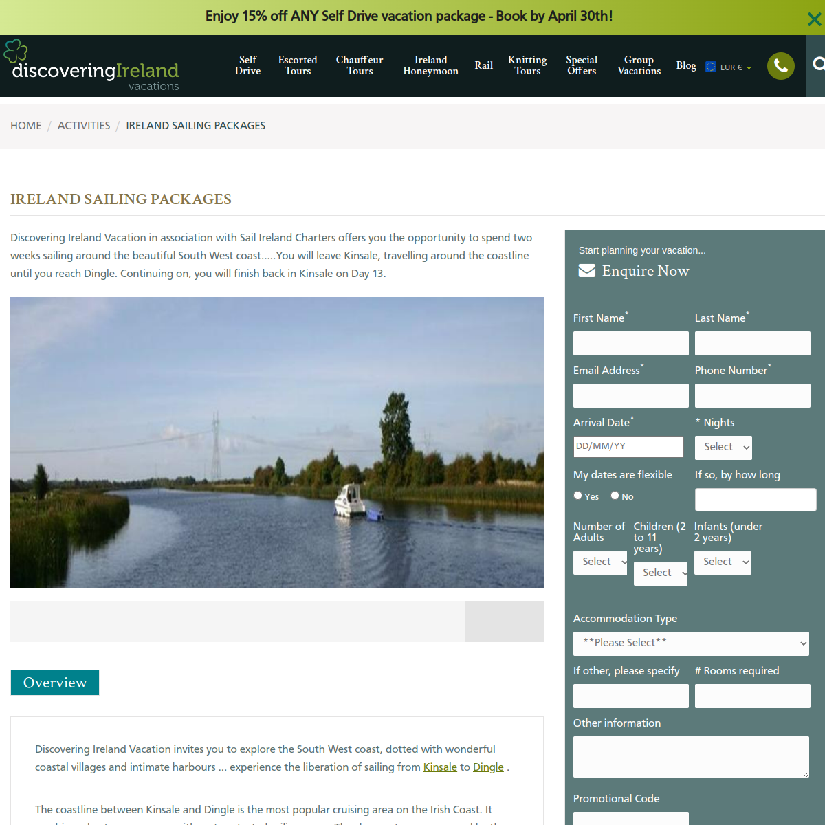 Screenshot of Ireland Sailing Packages