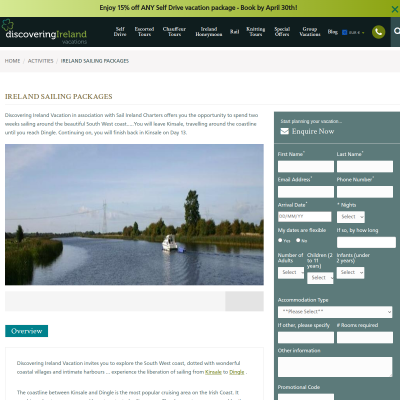 Screenshot of Ireland Sailing Packages
