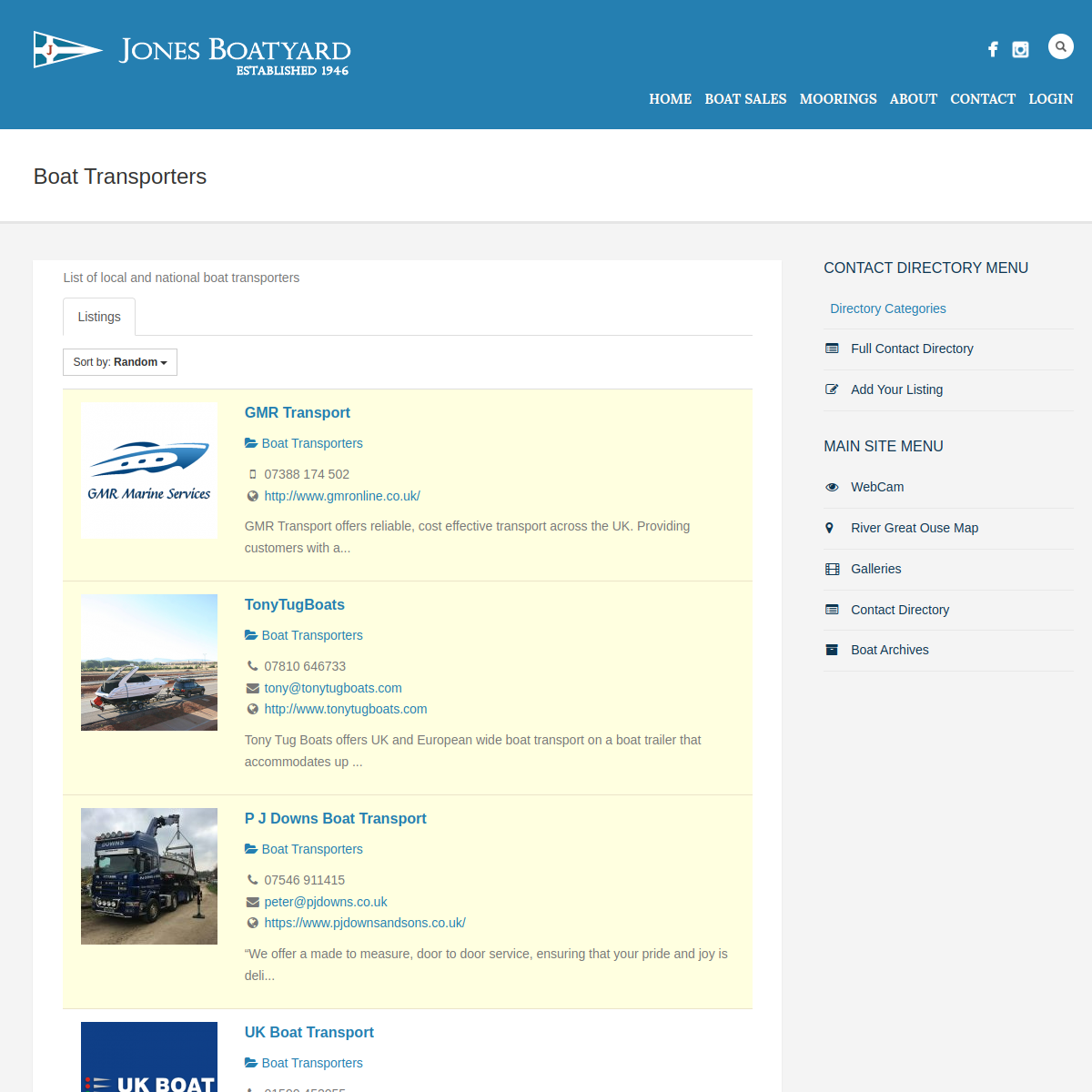 Screenshot of Boat Transporters - Jones Boatyard