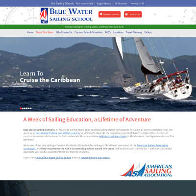 Screenshot of Blue Water Sailing School: America's Premier Sailing Schools