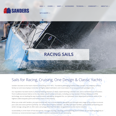 Screenshot of Sanders Sails | Sailmaking, Sailmakers, Yacht, Marine Upholstery ...