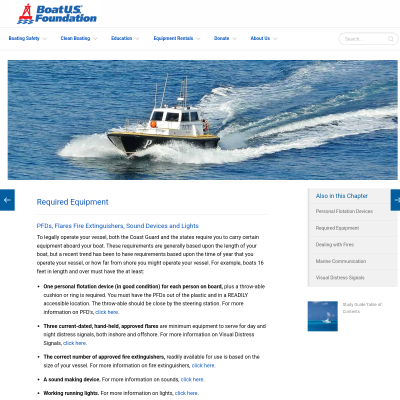 Screenshot of Required Equipment - BoatUS Foundation