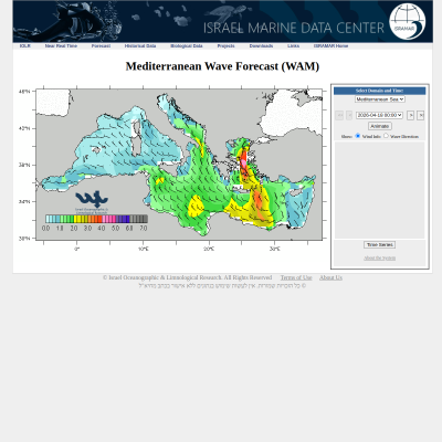 Screenshot of Mediterranean Wave Forecast (WAM)