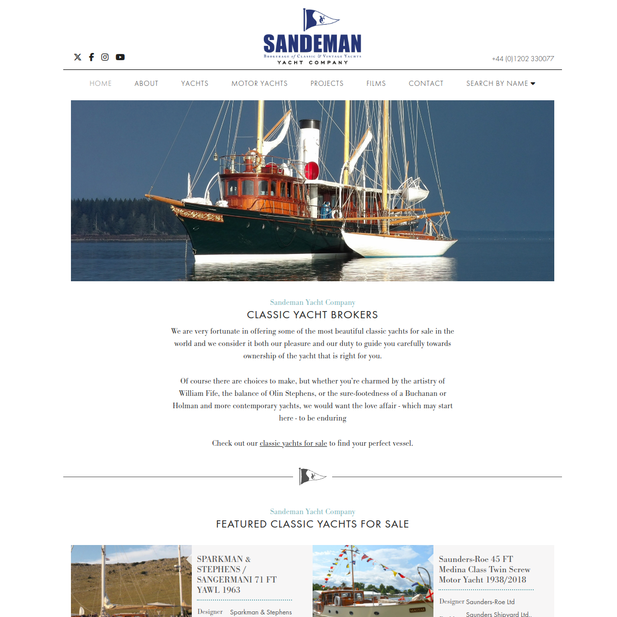 Screenshot of Sandeman Yacht Company: Classic Yachts for Sale