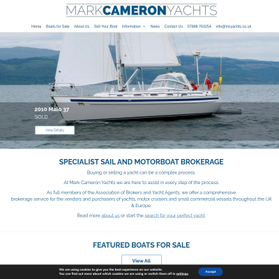 Screenshot of Mark Cameron Yachts - Specialist Sail and Motorboat Brokerage