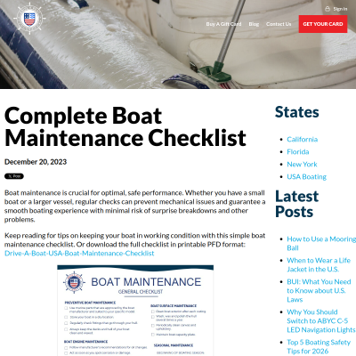 Screenshot of Boat Maintenance Tips for Safe Boating | Drive a Boat USA