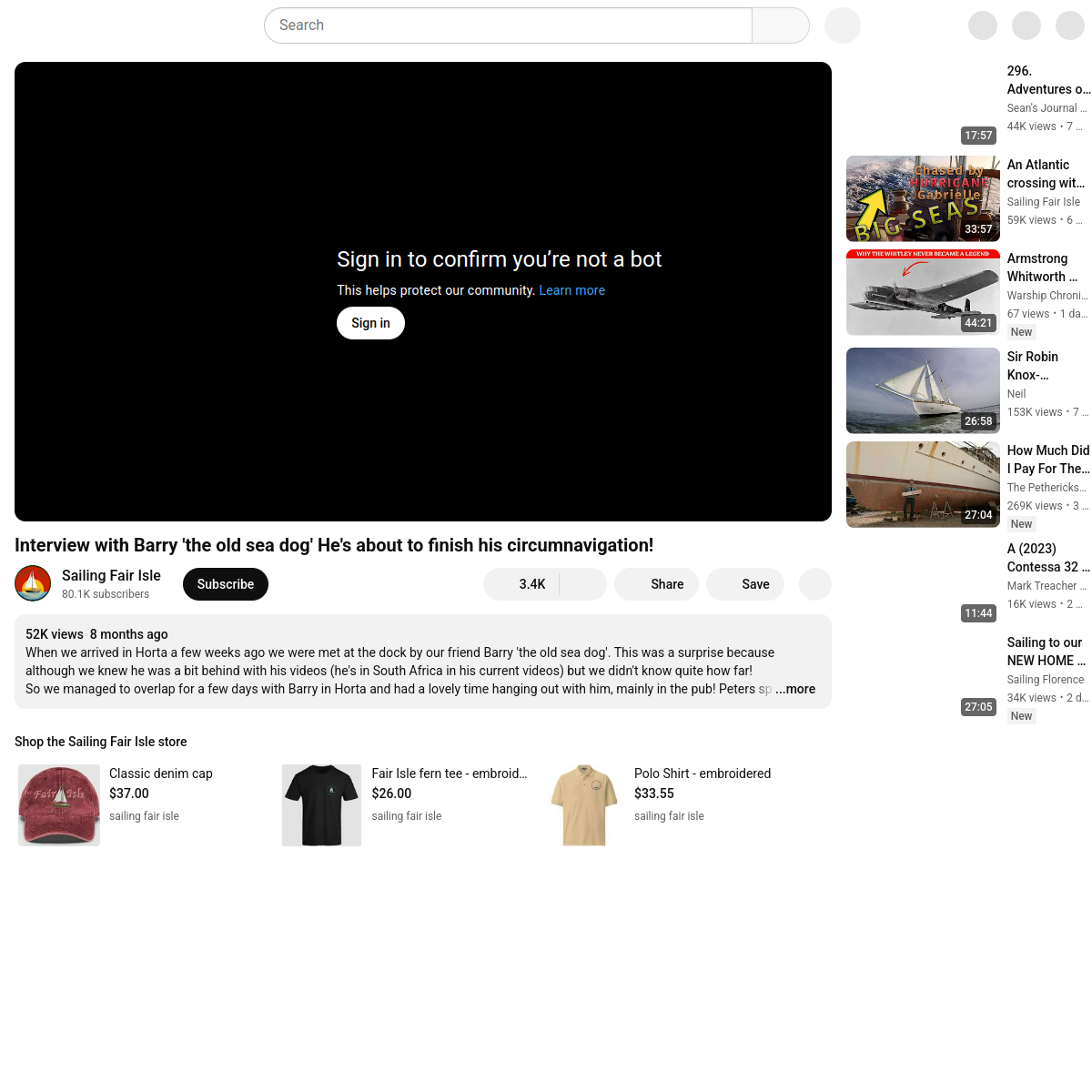 Screenshot of Interview with Barry 'the old sea dog' He's about to finish his ...