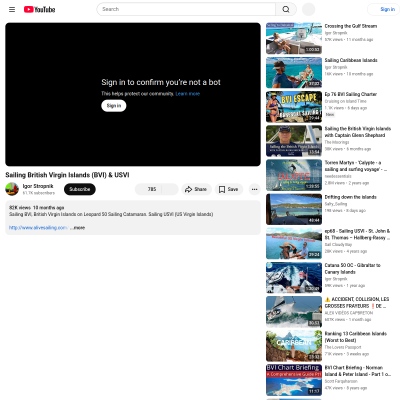 Screenshot of Sailing British Virgin Islands (BVI) & USVI - YouTube