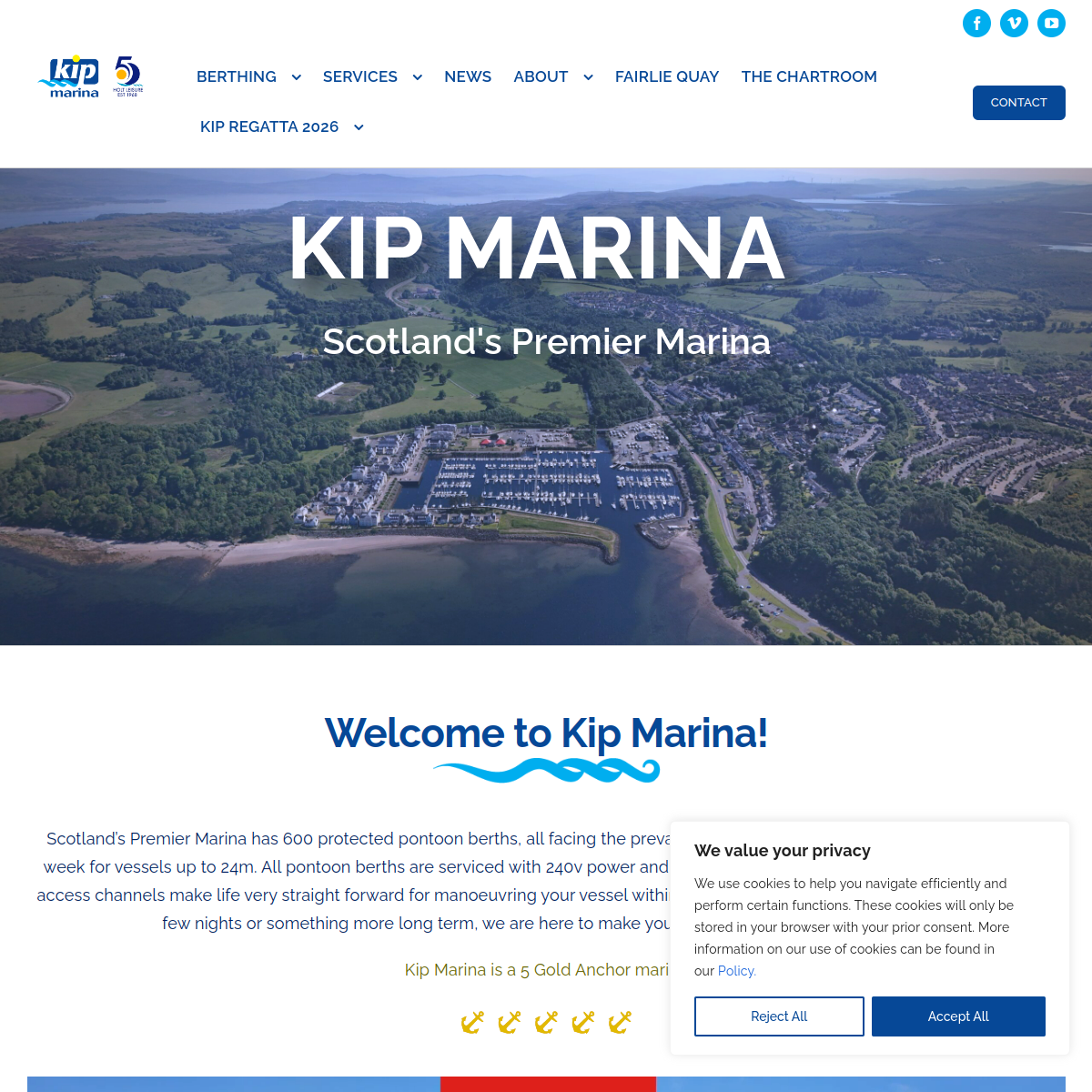 Screenshot of Kip Marina, Inverkip - Scotland's Premier Marina