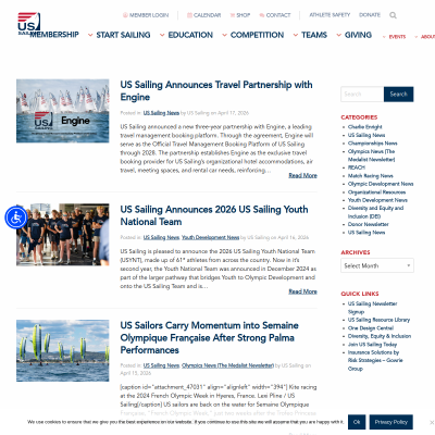 Screenshot of US Sailing News – US Sailing